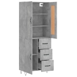 Credenza Grigio Cemento 69,5x34x180 cm in Legno Multistrato