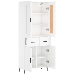 Credenza Bianco Lucido 69,5x34x180 cm in Legno Multistrato