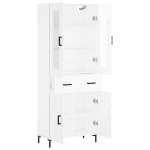 Credenza Bianco Lucido 69,5x34x180 cm in Legno Multistrato