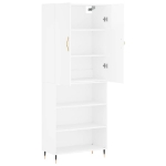 Credenza Bianco Lucido 69,5x34x180 cm in Legno Multistrato