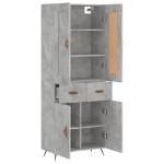 Credenza Grigio Cemento 69,5x34x180 cm in Legno Multistrato