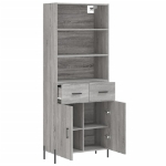 Credenza Grigio Sonoma 69,5x34x180 cm in Legno Multistrato