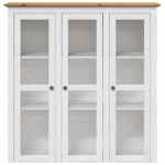 Credenza BODO 115,5x43x200,5 cm Massello Pino Bianco e Marrone