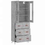 Credenza Grigio Cemento 69,5x34x180 cm in Legno Multistrato