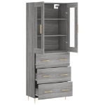 Credenza Grigio Sonoma 69,5x34x180 cm in Legno Multistrato