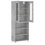 Credenza Grigio Cemento 69,5x34x180 cm in Legno Multistrato