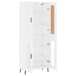 Credenza Bianco Lucido 69,5x34x180 cm in Legno Multistrato