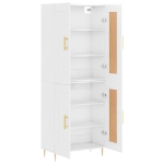 Credenza Bianco Lucido 69,5x34x180 cm in Legno Multistrato