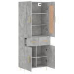 Credenza Grigio Cemento 69,5x34x180 cm in Legno Multistrato