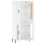 Credenza Bianco Lucido 69,5x34x180 cm in Legno Multistrato