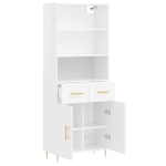 Credenza Bianco Lucido 69,5x34x180 cm in Legno Multistrato