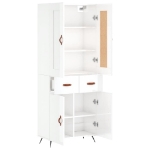 Credenza Bianco Lucido 69,5x34x180 cm in Legno Multistrato