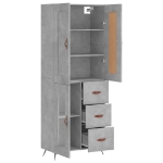 Credenza Grigio Cemento 69,5x34x180 cm in Legno Multistrato