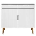 Credenza MOLDE Bianca 90x40x80 cm in Legno Massello di Pino