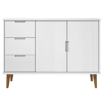 Credenza MOLDE Bianca 113x40x80 cm in Legno Massello di Pino