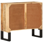 Credenza 80x30x71 cm in Legno Grezzo Massello Mango e Metallo