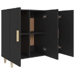 Credenza Nera 90x34x80 cm in Legno Multistrato