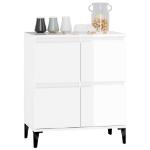 Credenza Bianco Lucido 60x35x70 cm in Legno Multistrato