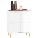 Credenza Bianco Lucido 60x35x70 cm in Legno Multistrato