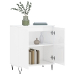 Credenza Bianco Lucido 60x35x70 cm in Legno Multistrato