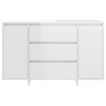 Credenza con 3 Cassetti Bianco Lucido 120x41x75cm in Truciolato