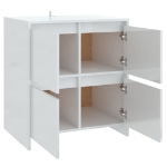 Credenza Bianco Lucido 70x41x75 cm in Truciolato