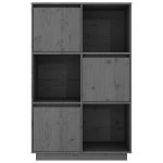 Credenza Grigia 74x35x117 cm in Legno Massello di Pino