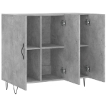 Credenza Grigio Cemento 90x34x80 cm in Legno Multistrato