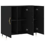 Credenza Nera 90x34x80 cm in Legno Multistrato