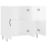 Credenza Bianco Lucido 90x34x80 cm in Legno Multistrato