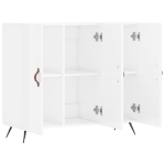 Credenza Bianco Lucido 90x34x80 cm in Legno Multistrato