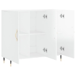 Credenza Bianco Lucido 90x34x80 cm in Legno Multistrato