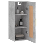 Mobile a Parete Grigio Cemento 34,5x34x90 cm Legno Multistrato