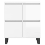 Credenza Bianco Lucido 60x35x70 cm in Legno Multistrato