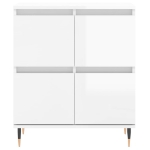 Credenza Bianco Lucido 60x35x70 cm in Legno Multistrato