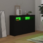 Credenza con Luci LED Nera 115,5x30x75 cm