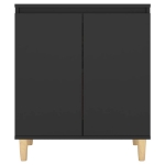 Credenza con Gambe in Legno Massello Nera 60x35x70cm Truciolato