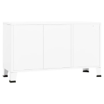 Credenza Bianca Industriale 105x35x62 cm in Metallo e Vetro