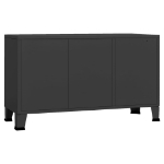 Credenza Nera Industriale 105x35x62 cm in Metallo e Vetro