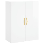 Credenza Bianco Lucido 69,5x34x180 cm in Legno Multistrato