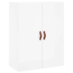 Credenza Bianco Lucido 69,5x34x180 cm in Legno Multistrato