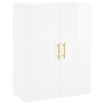 Credenza Bianco Lucido 69,5x34x180 cm in Legno Multistrato