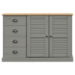 Credenza Cassetti VIGO 113x40x75 cm Legno Massello Pino Grigio