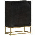 Credenza con 2 Ante Nero e Oro 55x30x75 cm Legno Massello Mango