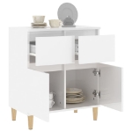 Credenza Bianco Lucido 60x35x70 cm in Legno Multistrato