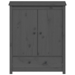 Credenza Grigia 83x41,5x100 cm in Legno Massello di Pino