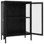 Credenza Nera 75x35x105 cm in Acciaio e Vetro