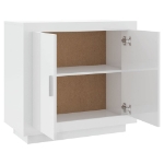 Credenza Bianco Lucido 80x40x75 cm in Legno Compensato