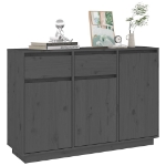 Credenza Grigia 110x34x75 cm in Legno Massello di Pino