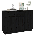 Credenza Nera 110x34x75 cm in Legno Massello di Pino